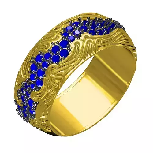 Antique Sea Waves Band Ring