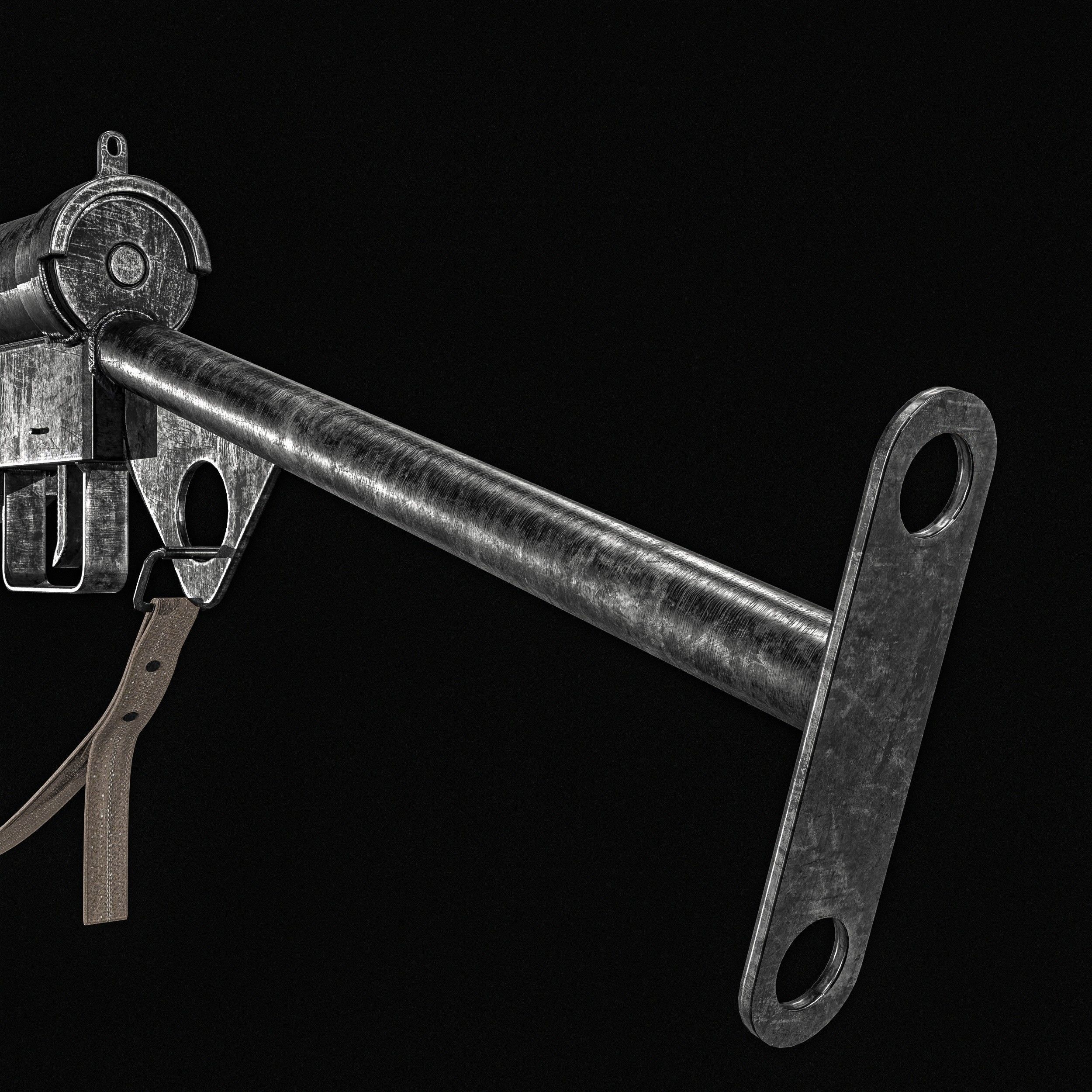 Sten MK2 SMG With Silencer Low-poly 3D model_8