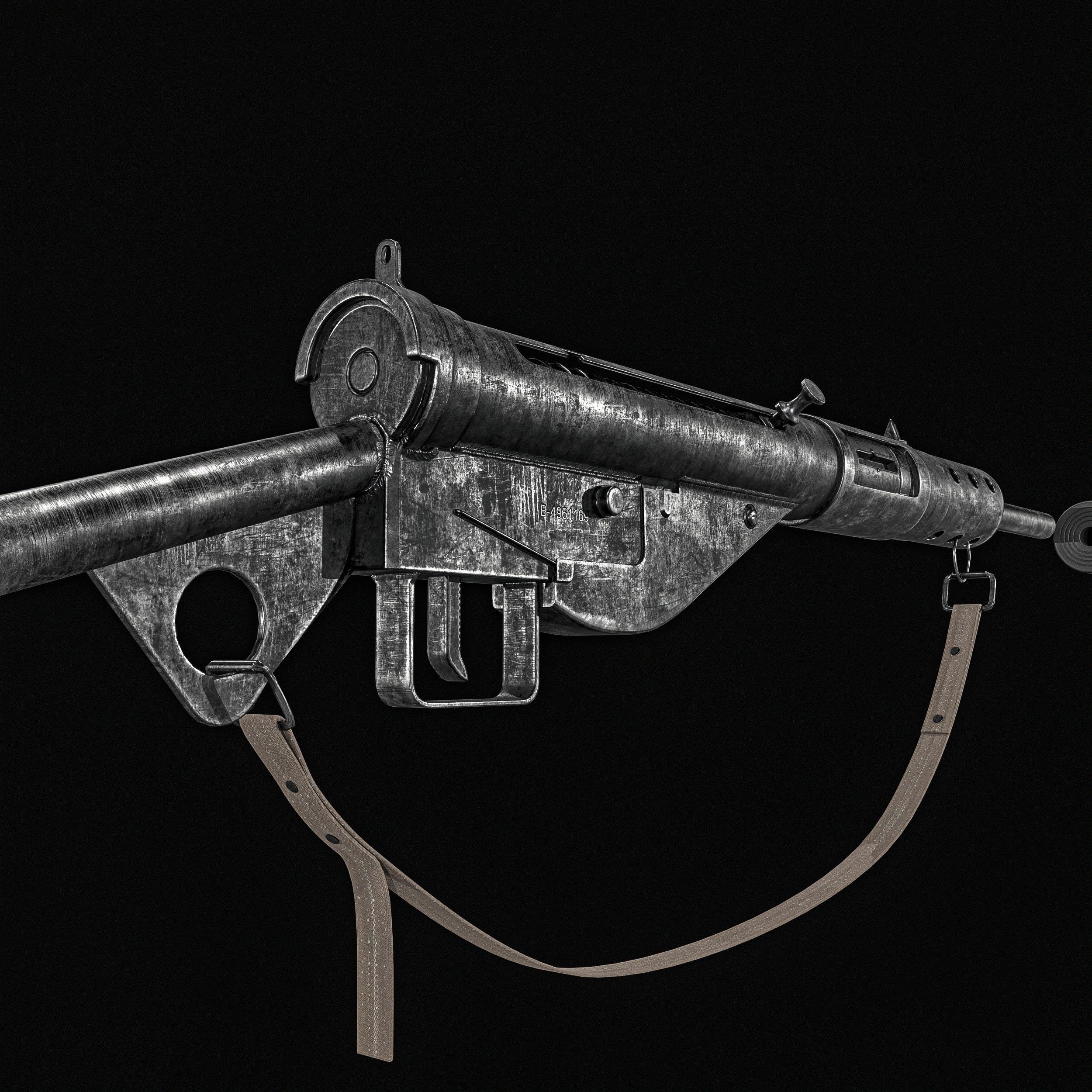 Sten MK2 SMG With Silencer Low-poly 3D model_12