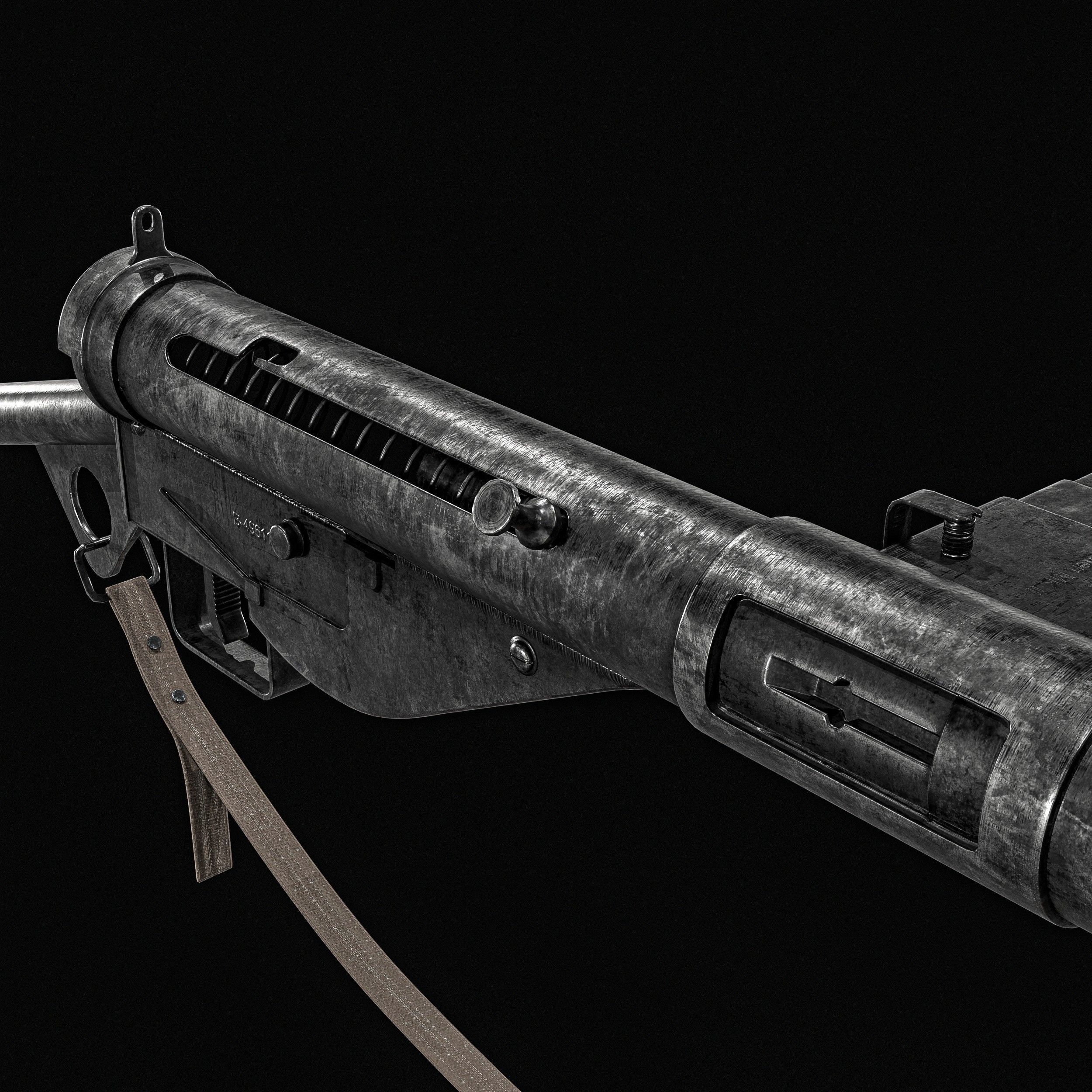 Sten MK2 SMG With Silencer Low-poly 3D model_7