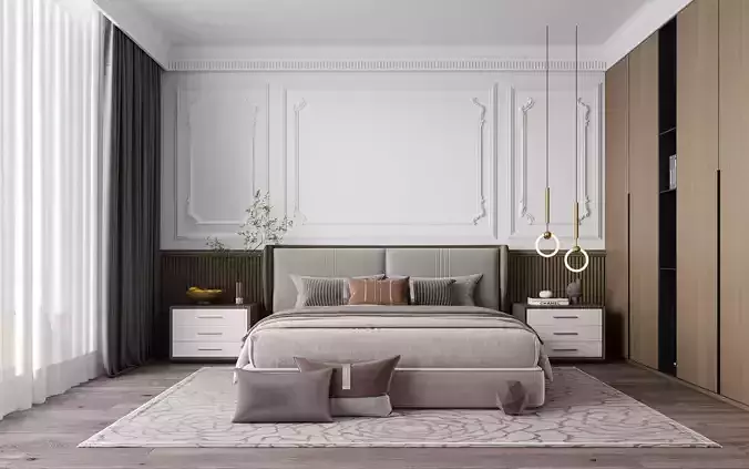Modern luxury style bedroom 005 3D model