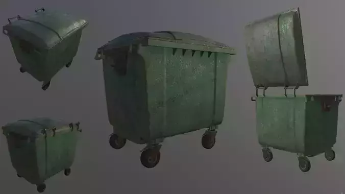 Street Trash Can Dumpster animation 