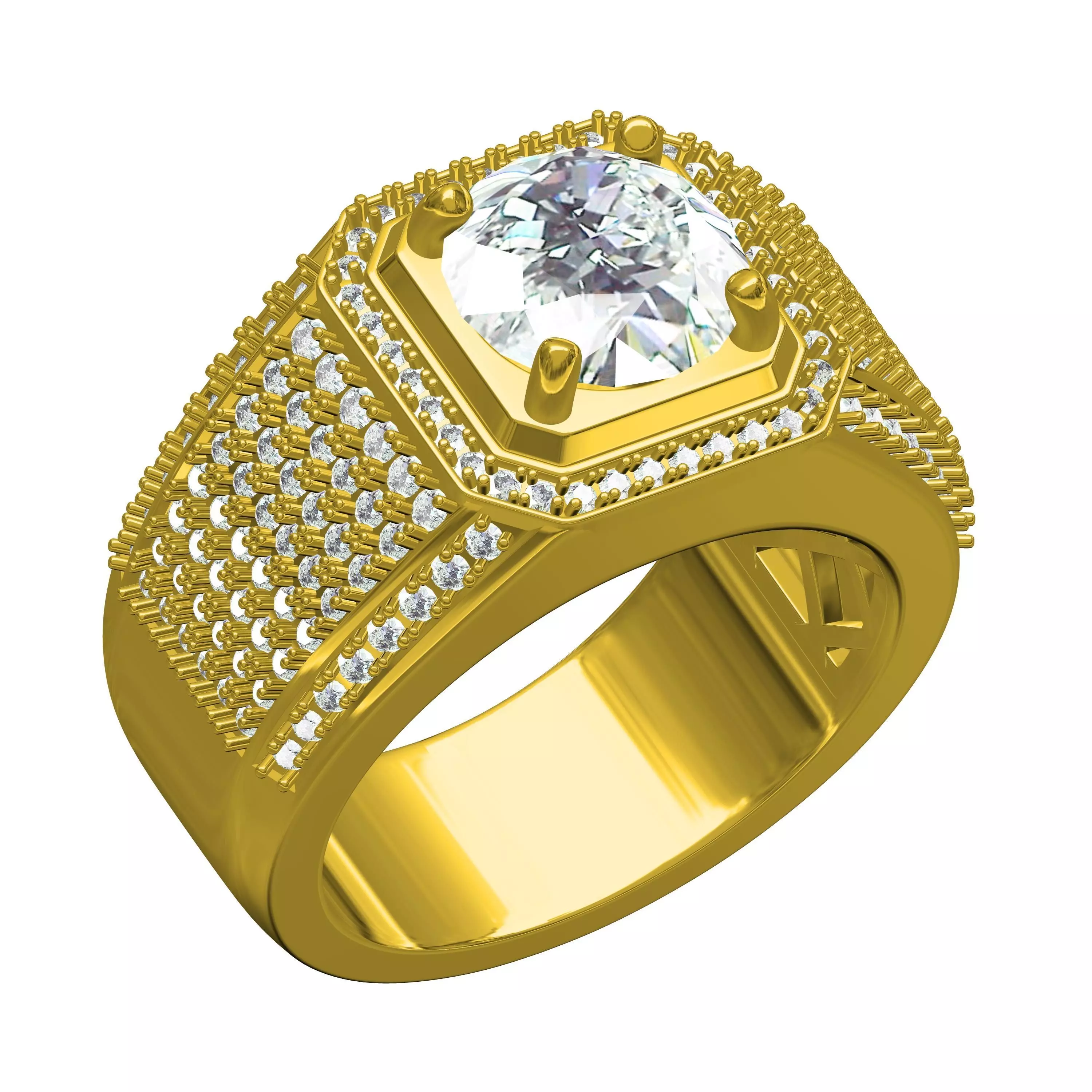 Antique Cathedral Diamond Ring for Men 3D print model