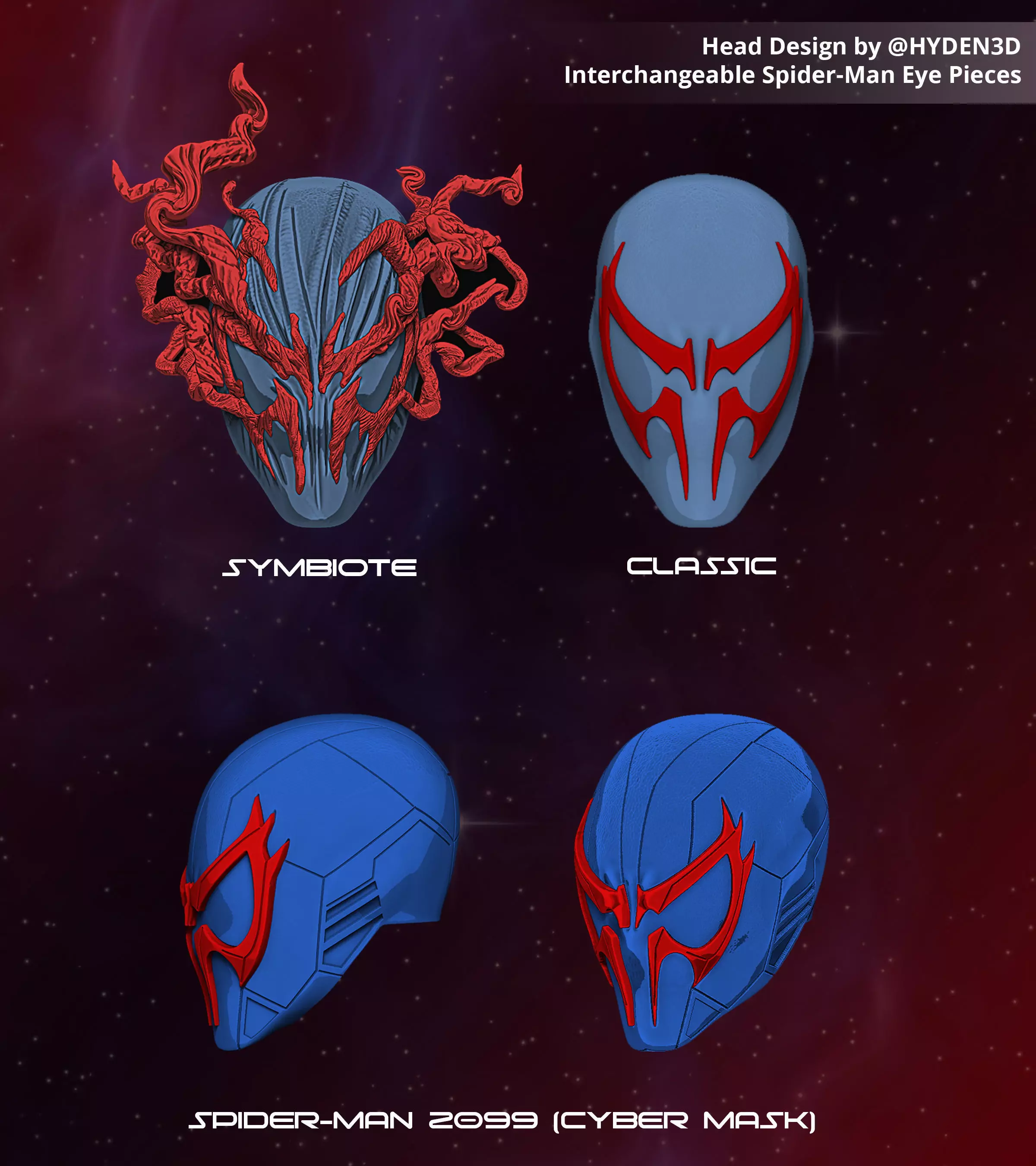 SPIDERMAN 2099 SHF HEAD COMBO 3 HEAD 3D print model