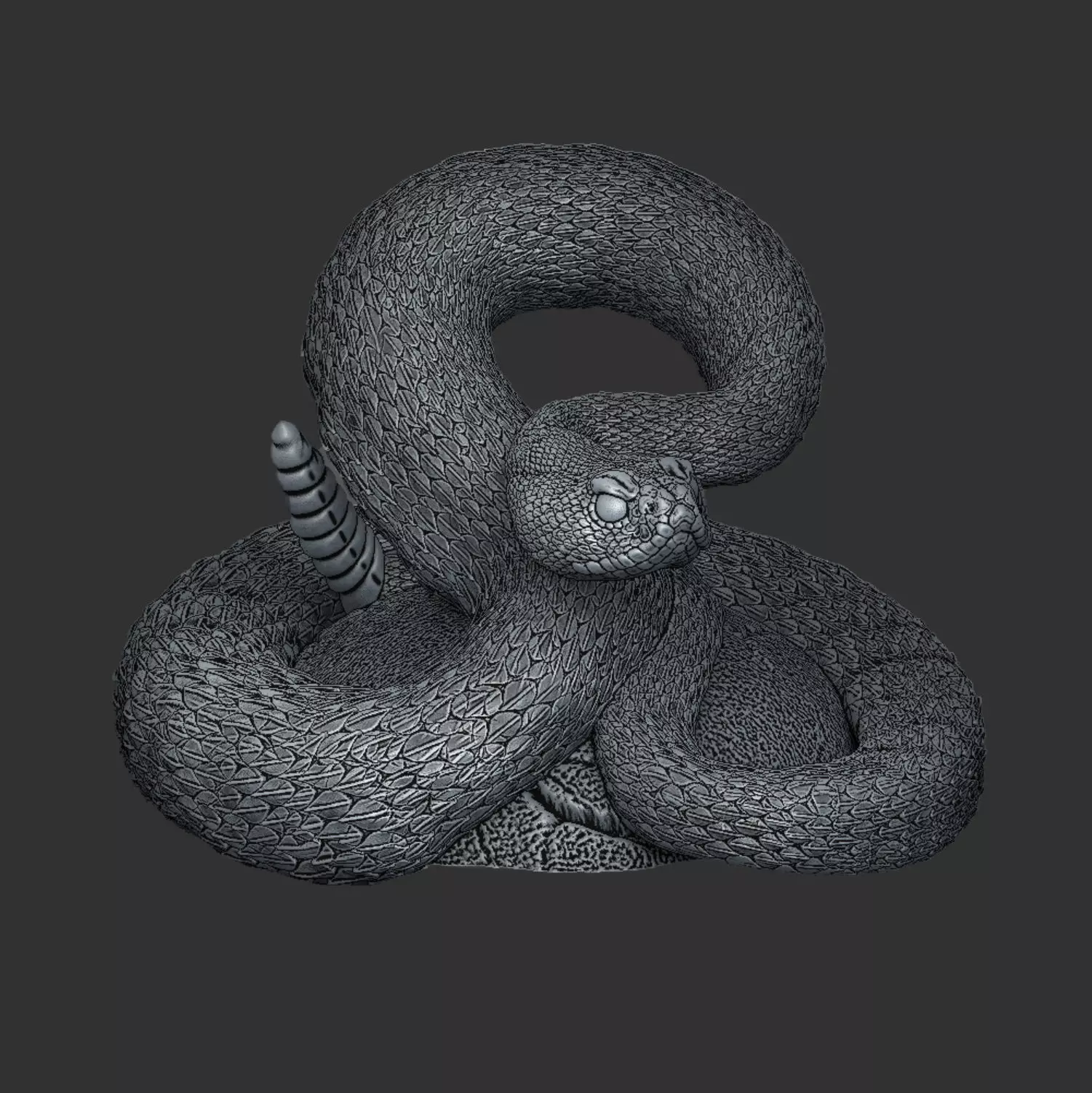 Rattle snake as headgear for the Skull stand and wall lamps 3D print model