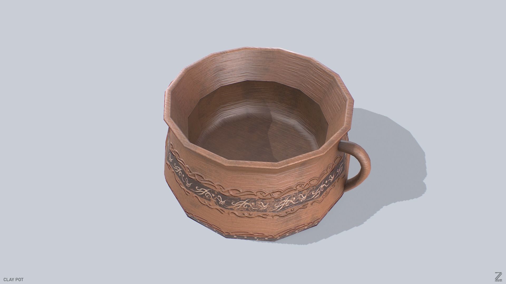 Clay pot Low-poly 3D model_4