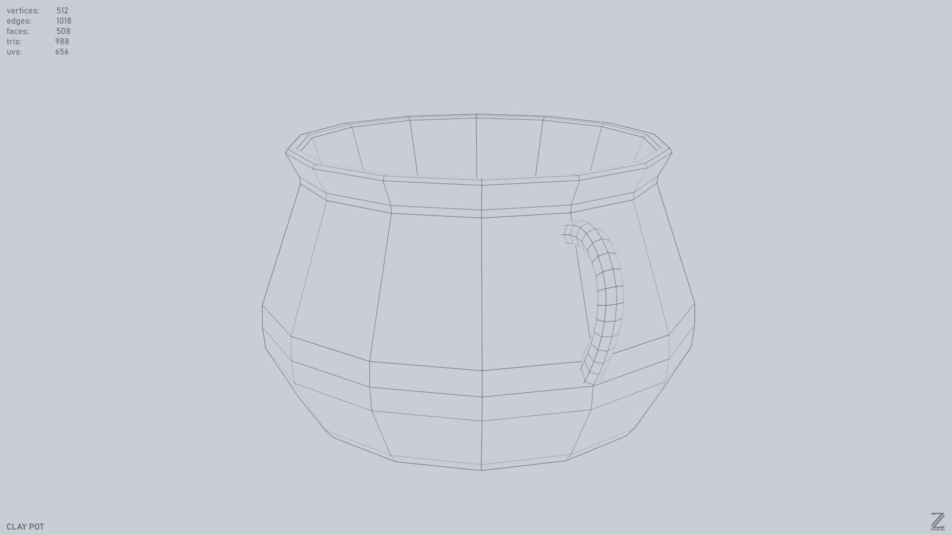 Clay pot Low-poly 3D model_11