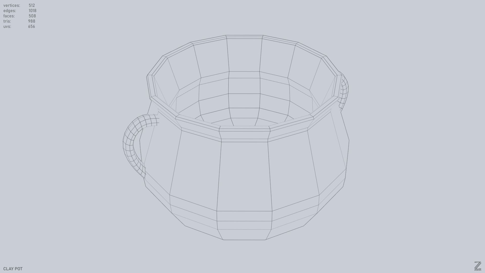 Clay pot Low-poly 3D model_13