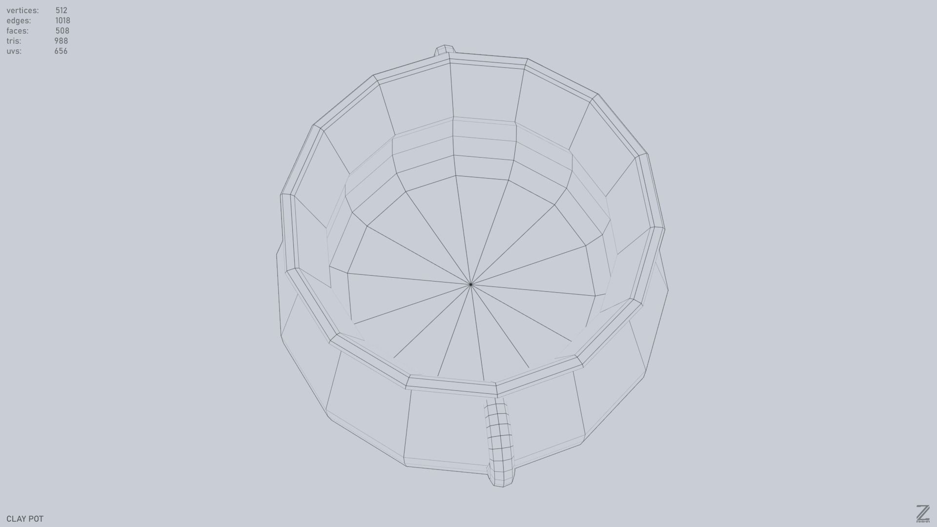 Clay pot Low-poly 3D model_12