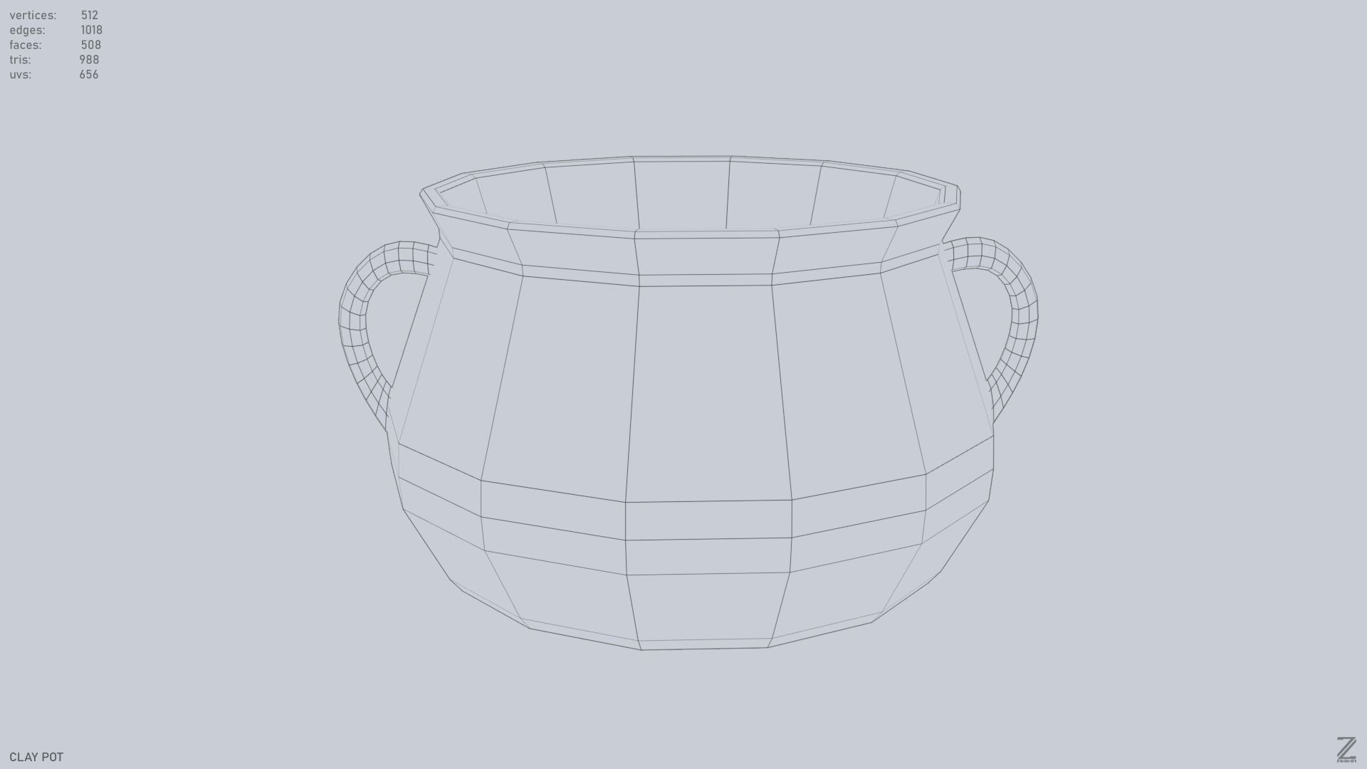 Clay pot Low-poly 3D model_14