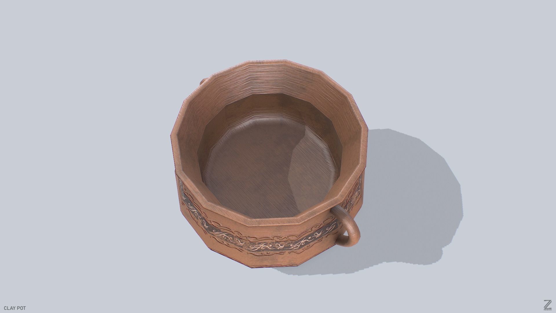 Clay pot Low-poly 3D model_6