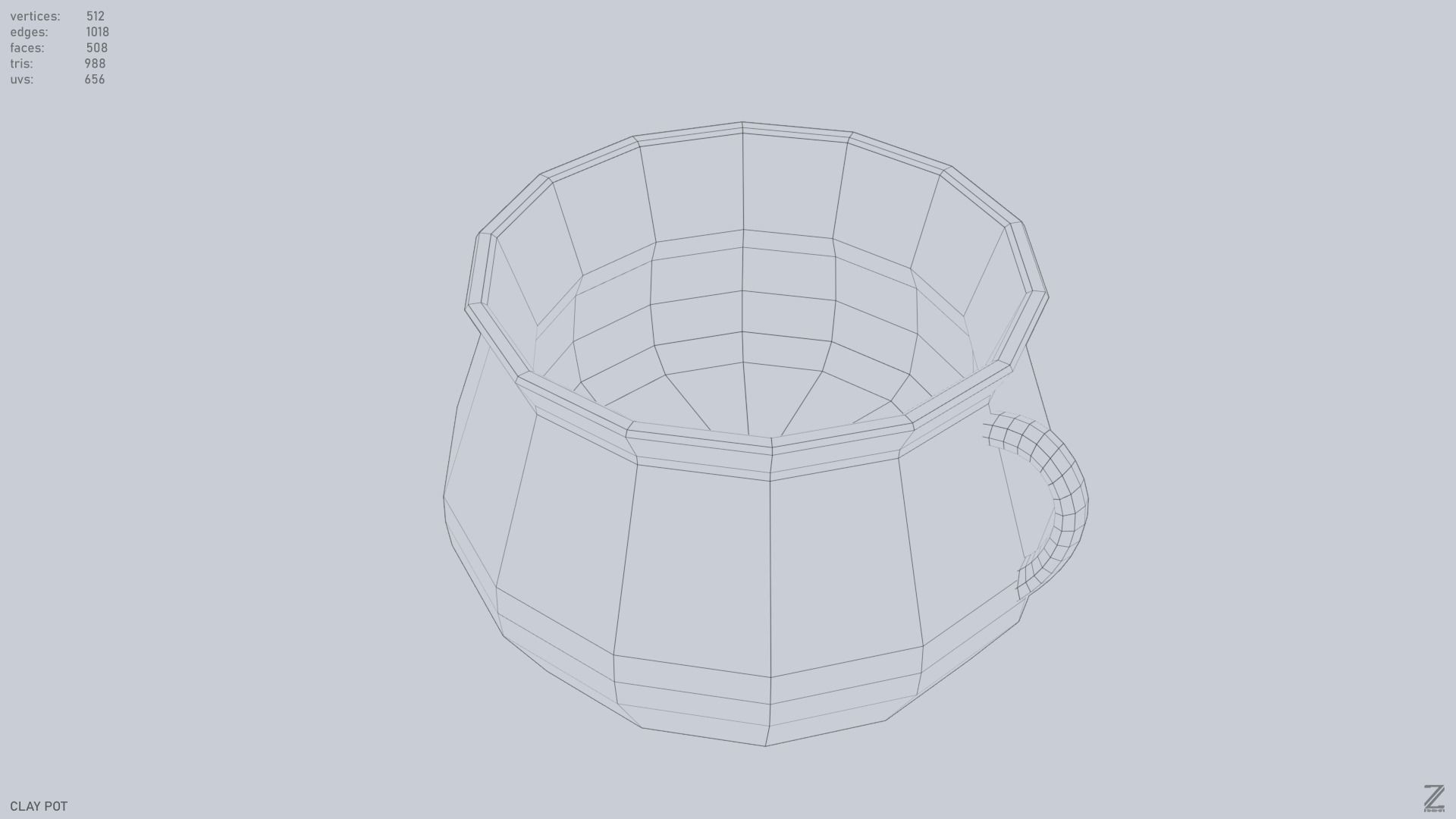 Clay pot Low-poly 3D model_10