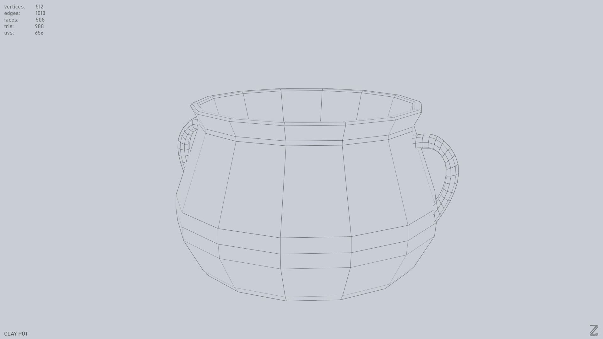 Clay pot Low-poly 3D model_9