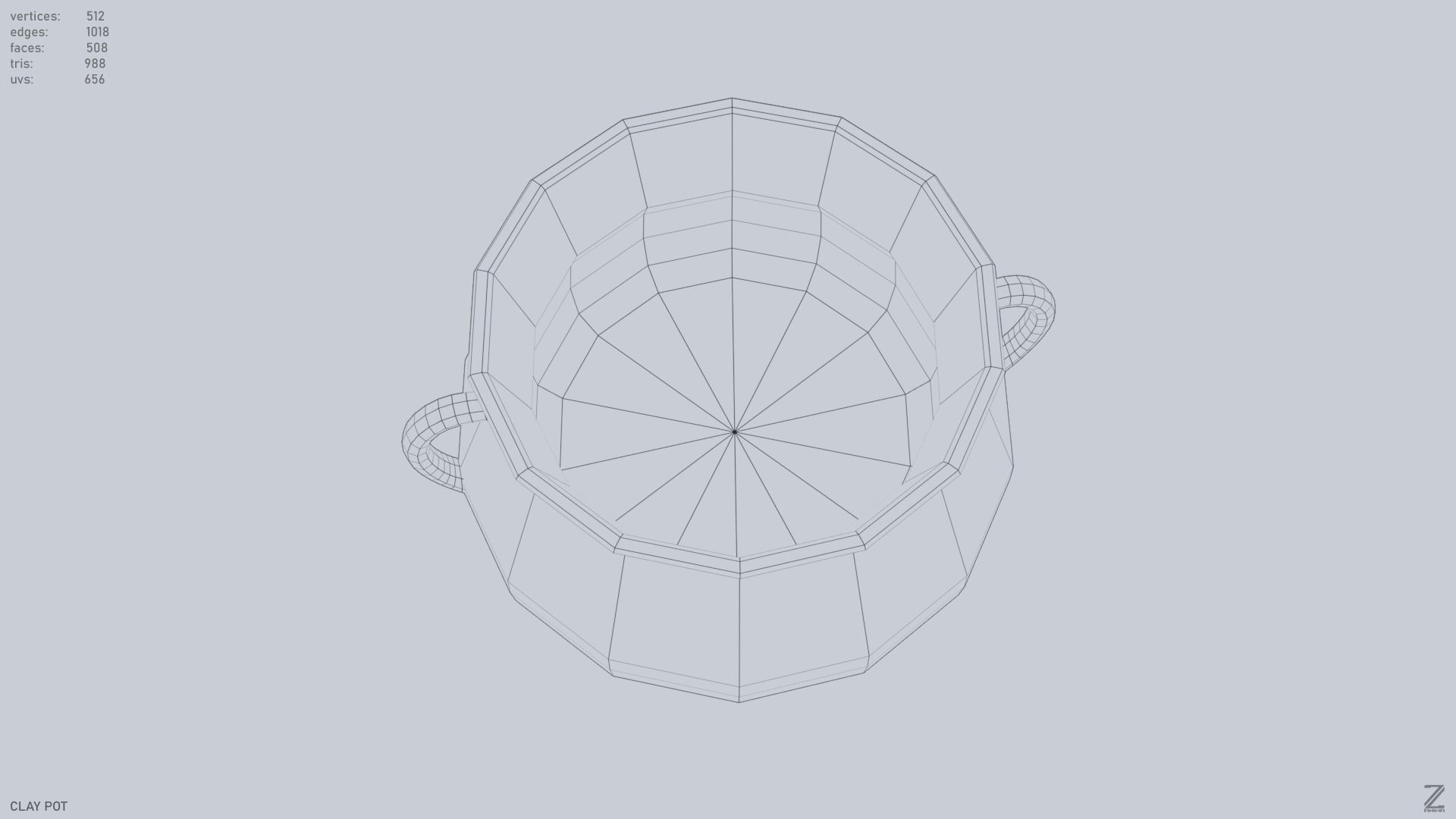 Clay pot Low-poly 3D model_15