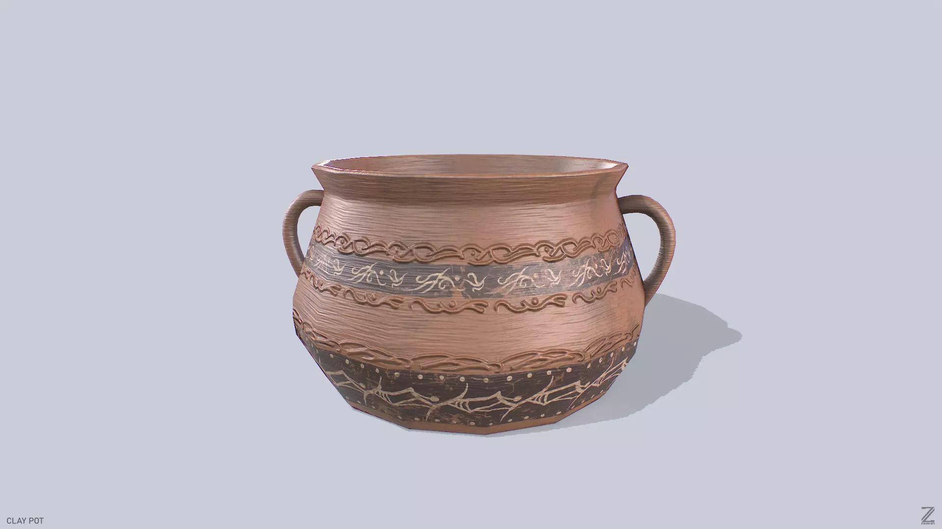Clay pot Low-poly 3D model_0