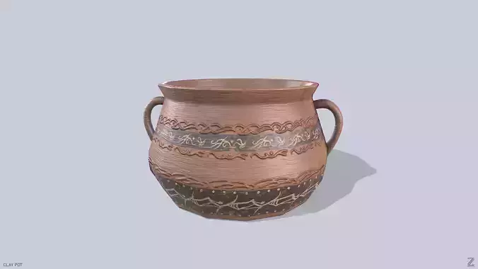 Clay pot Low-poly 3D model
