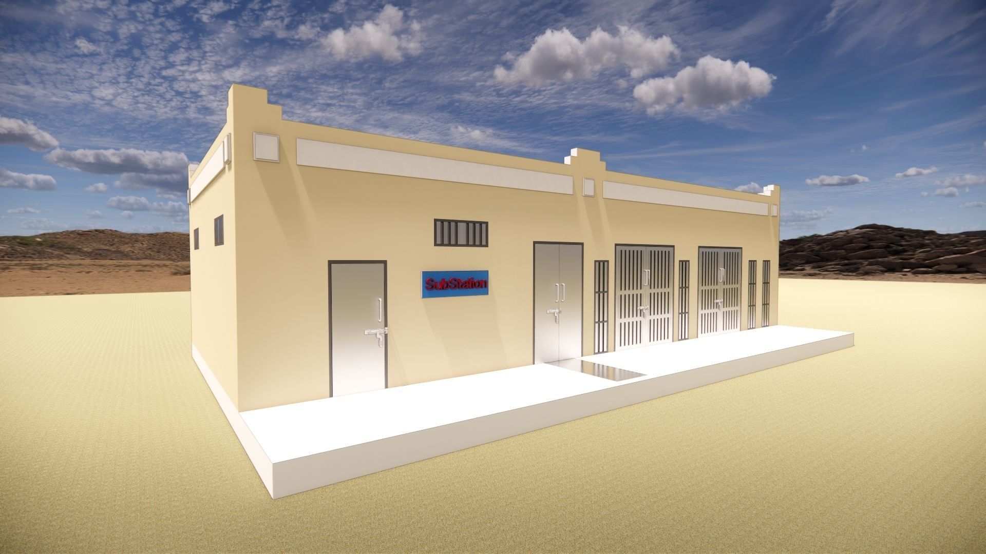 Electrical Substation 16m Building in Revit 3D model_1