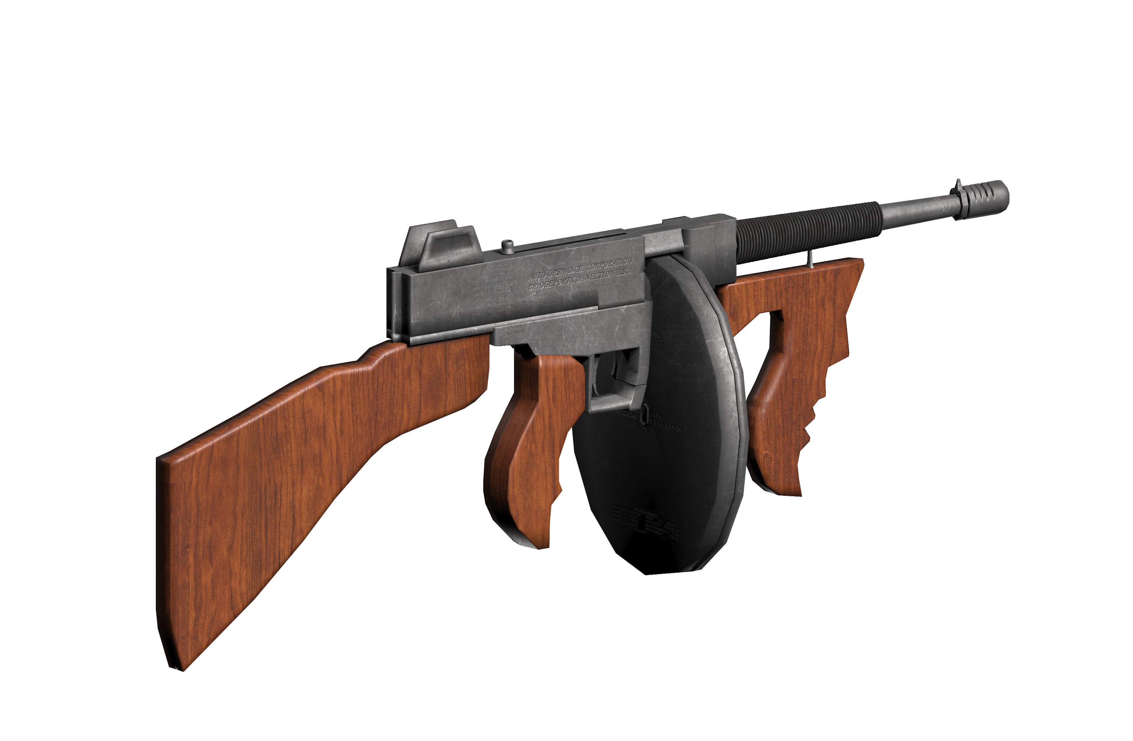 Thompson Sub Machine Gun m1928 Low-poly 3D model_5