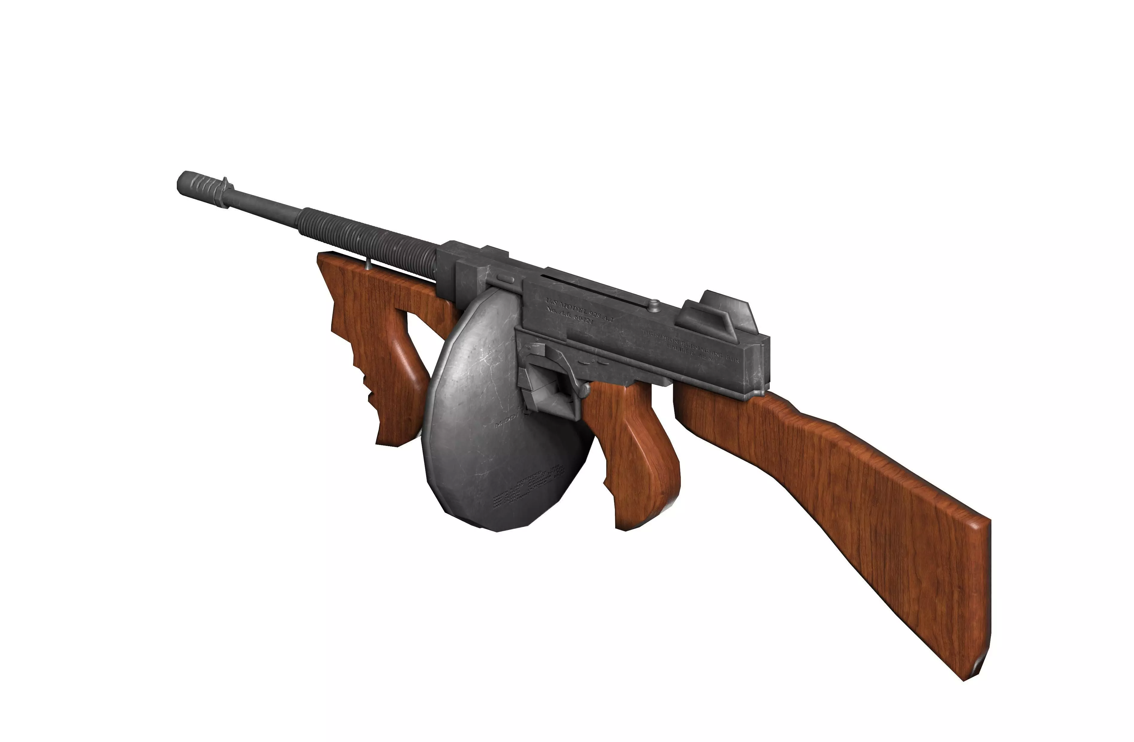 Thompson Sub Machine Gun m1928 Low-poly 3D model_0