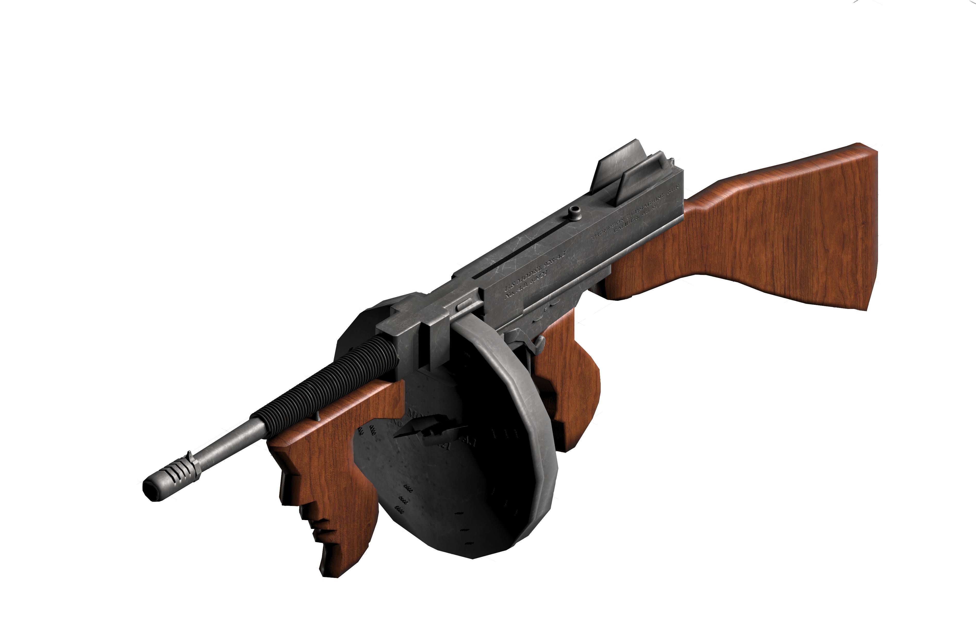 Thompson Sub Machine Gun m1928 Low-poly 3D model_3
