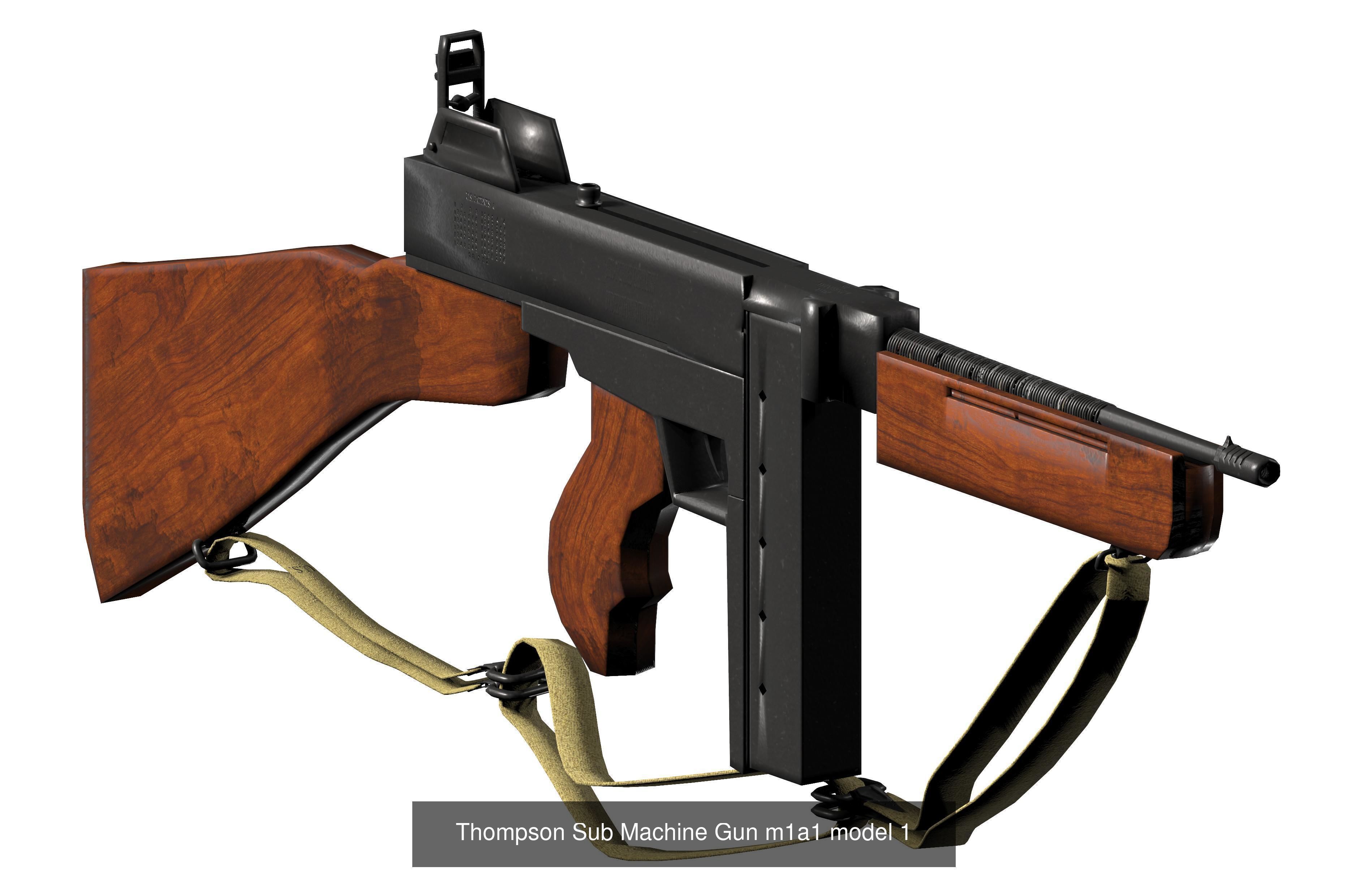 Thompson Sub Machine Gun set  m1a1  m1921A  m1928 3D Model Collection_1