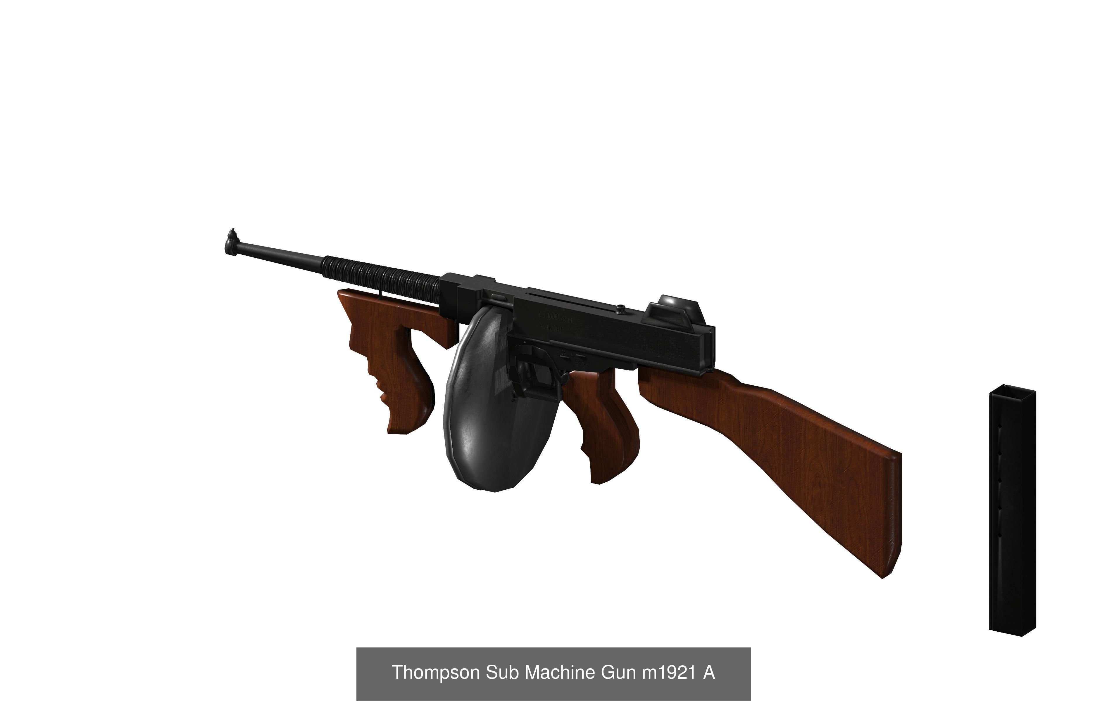 Thompson Sub Machine Gun set  m1a1  m1921A  m1928 3D Model Collection_3