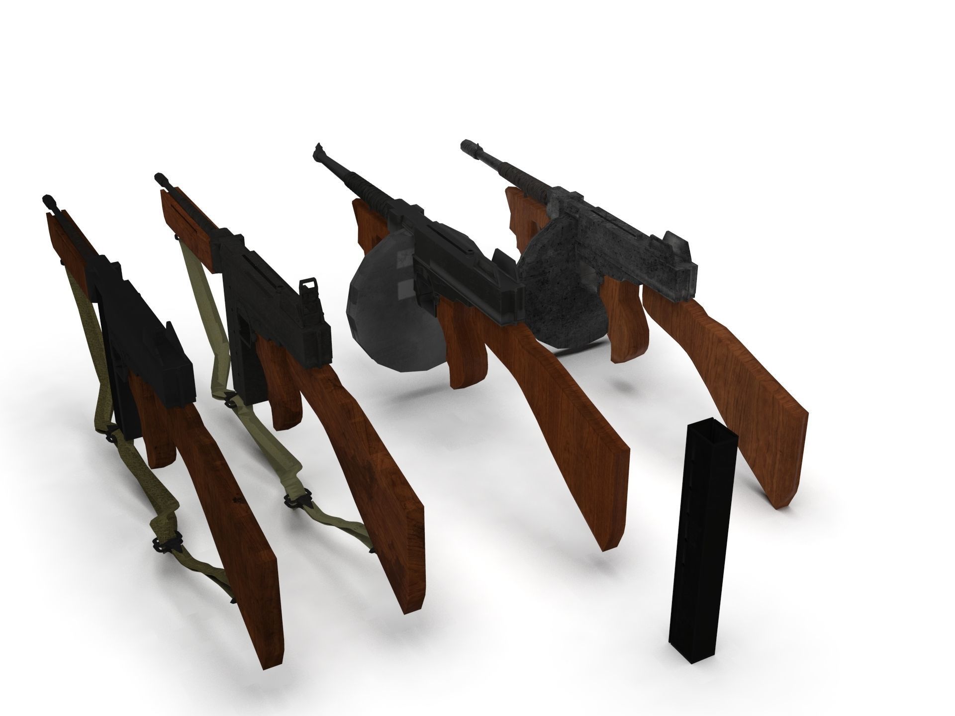 Thompson Sub Machine Gun set  m1a1  m1921A  m1928 3D Model Collection_9
