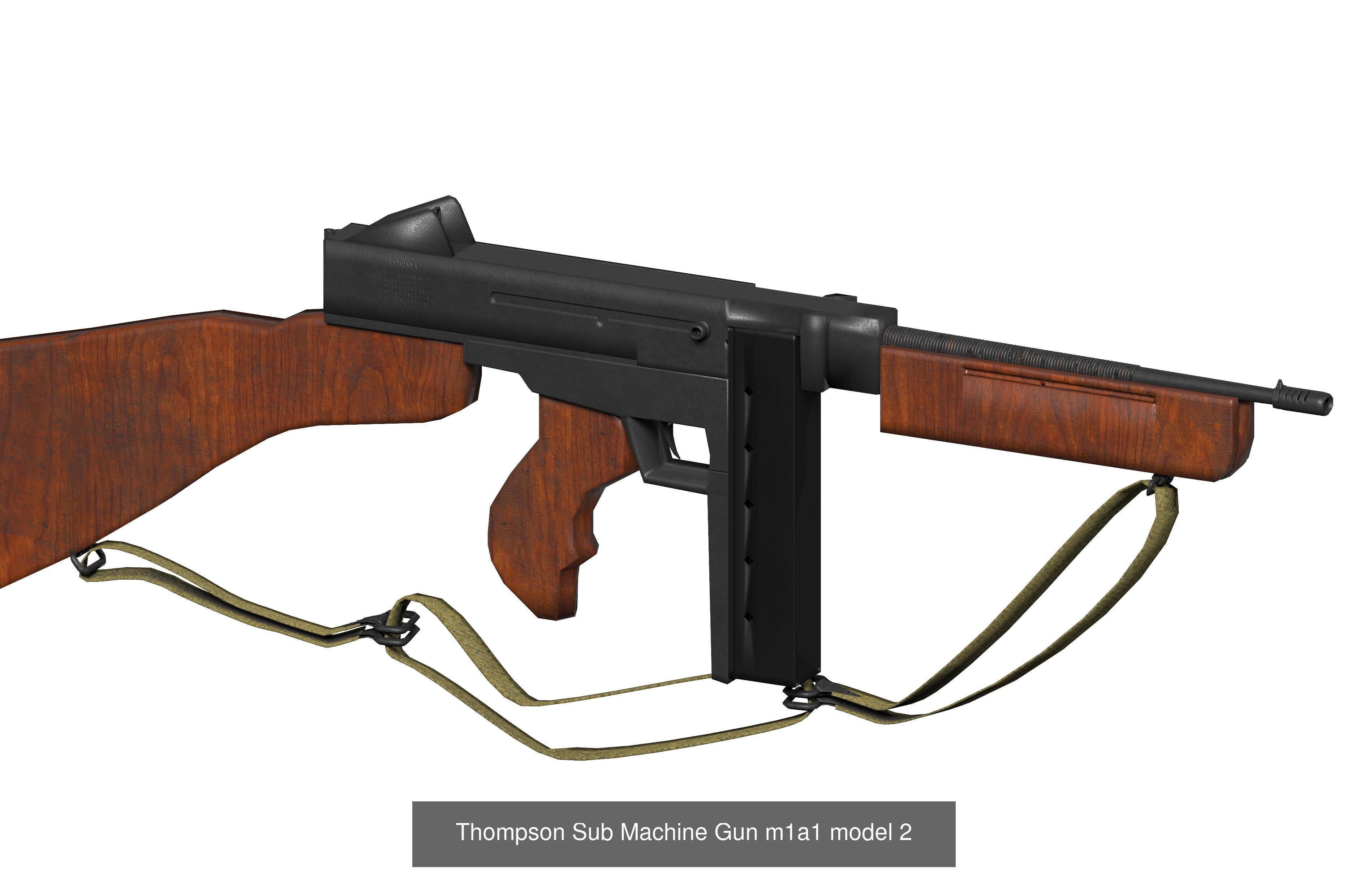 Thompson Sub Machine Gun set  m1a1  m1921A  m1928 3D Model Collection_2