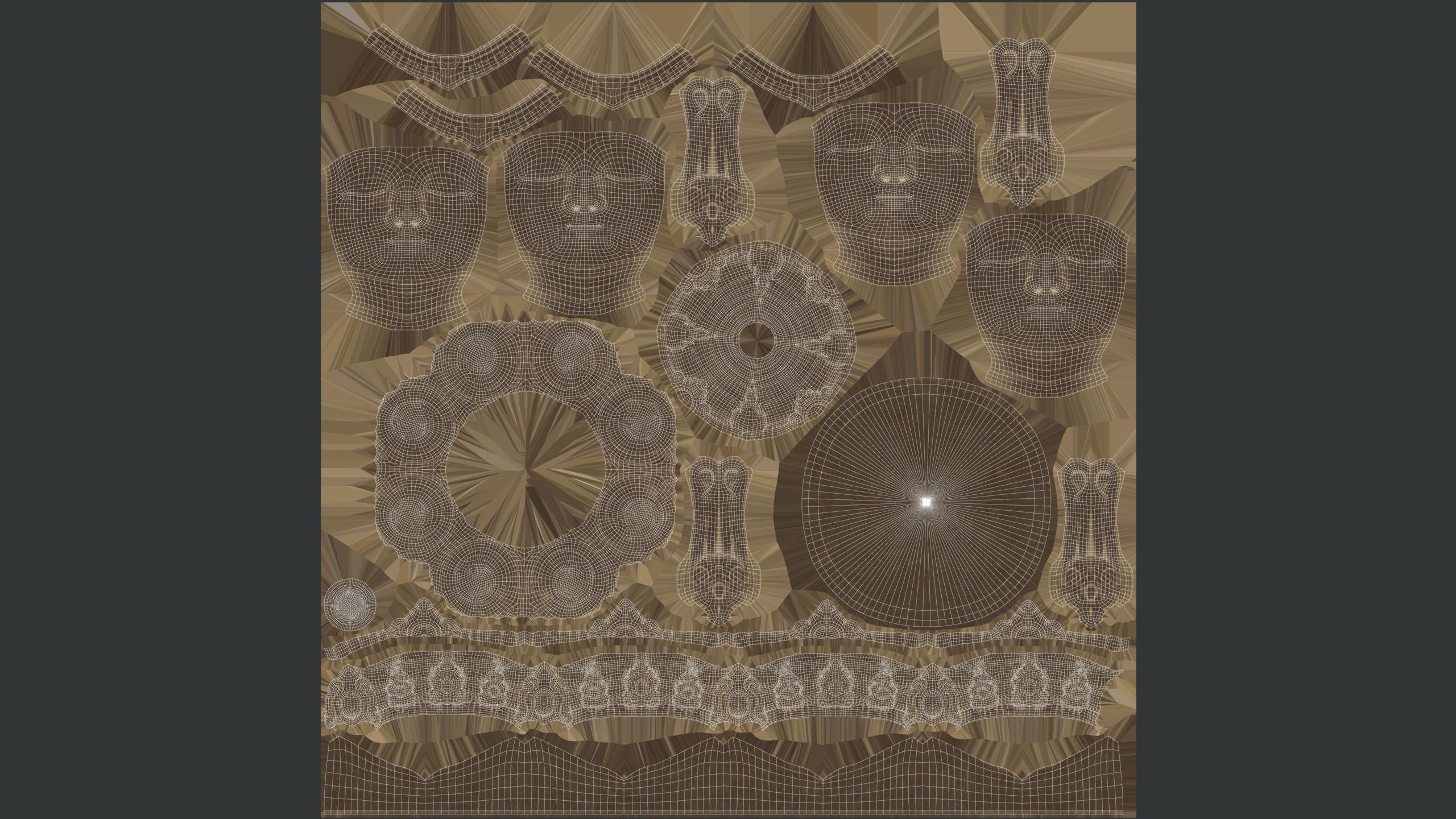 Four Faced Brahma Bust Low-poly 3D model_8