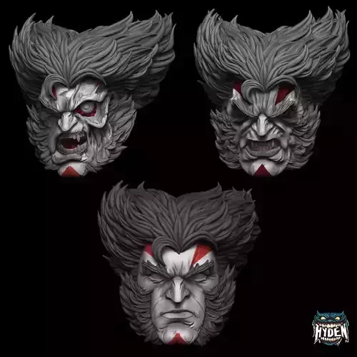 WOLVERINE 3 HEADS 3D print model