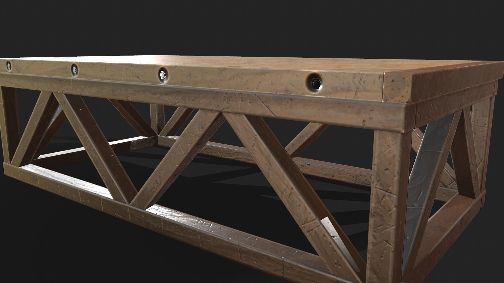 Old Coffe Table Low-poly 3D model_2
