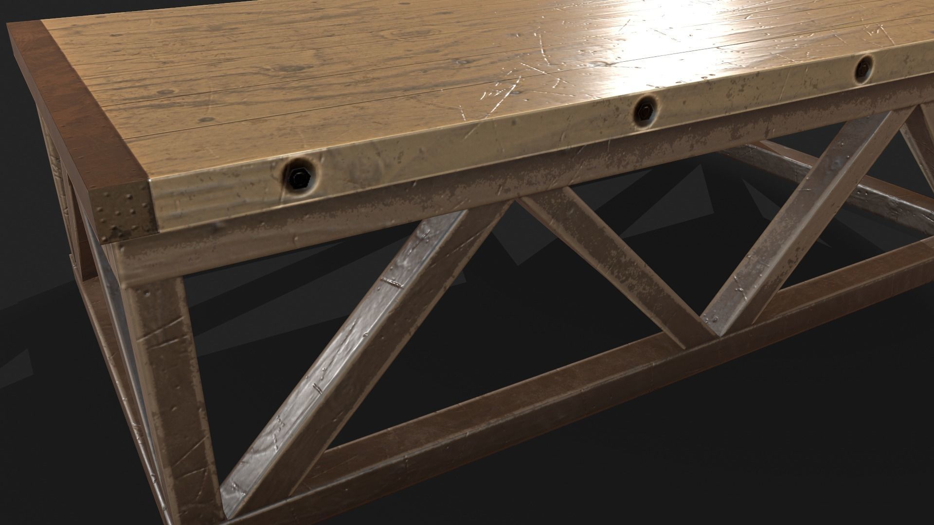 Old Coffe Table Low-poly 3D model_13