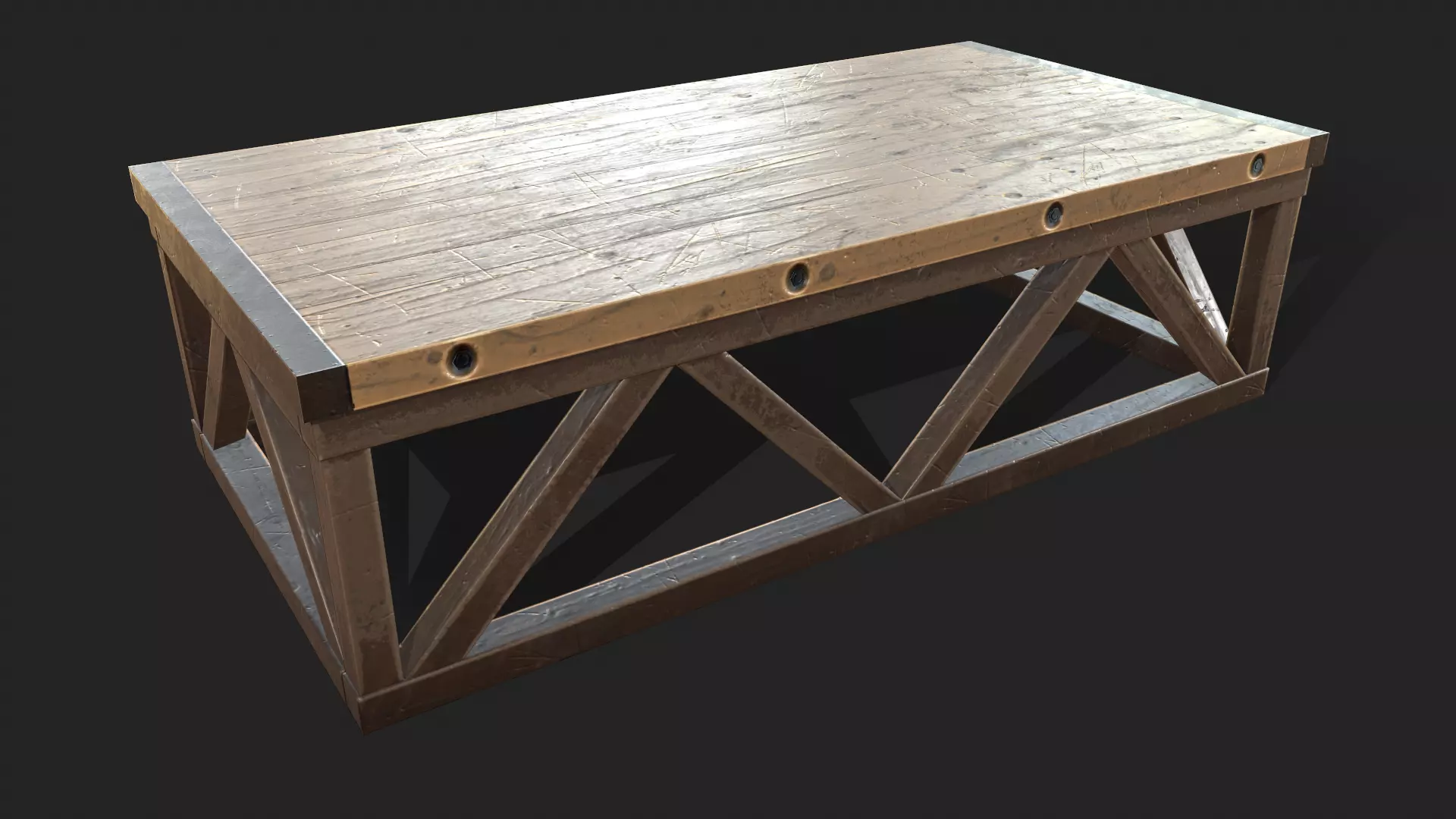 Old Coffe Table Low-poly 3D model_0