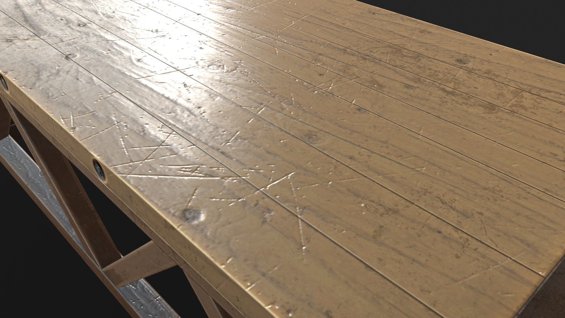 Old Coffe Table Low-poly 3D model_3
