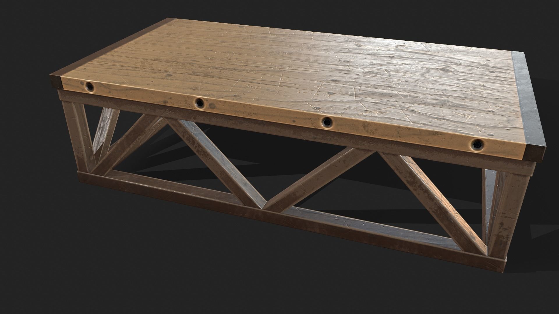Old Coffe Table Low-poly 3D model_9