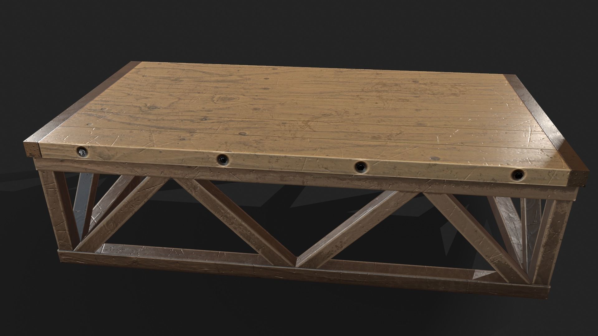 Old Coffe Table Low-poly 3D model_6