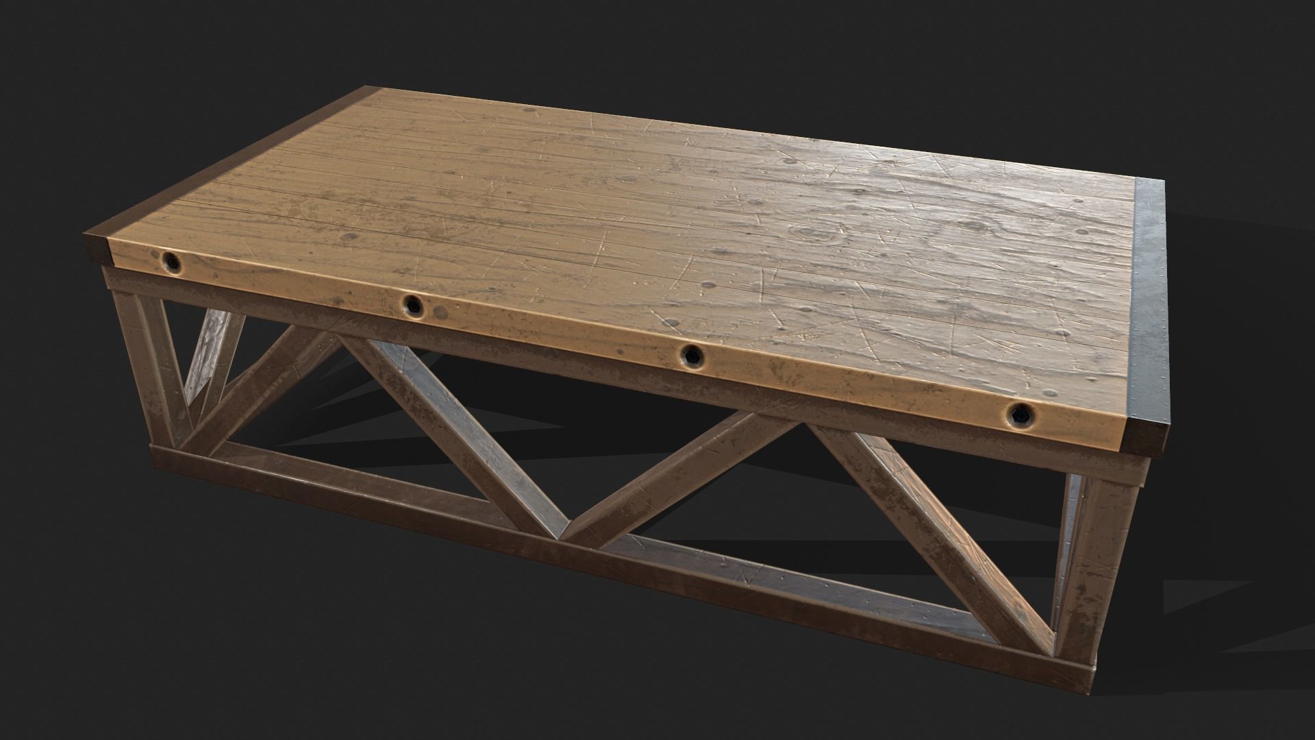 Old Coffe Table Low-poly 3D model_7