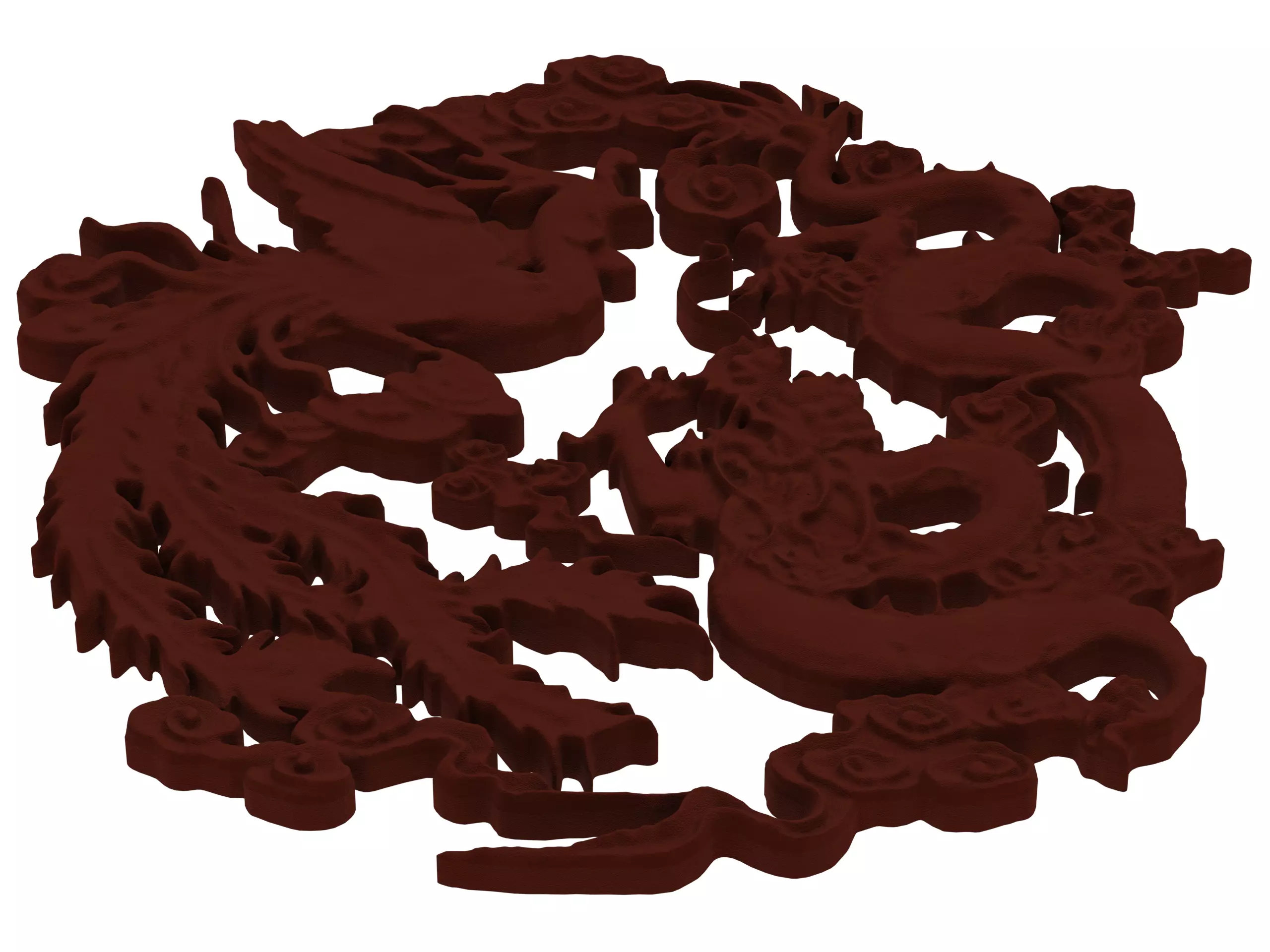 3D Art Dragon and Phoenix Stencil 3D print model