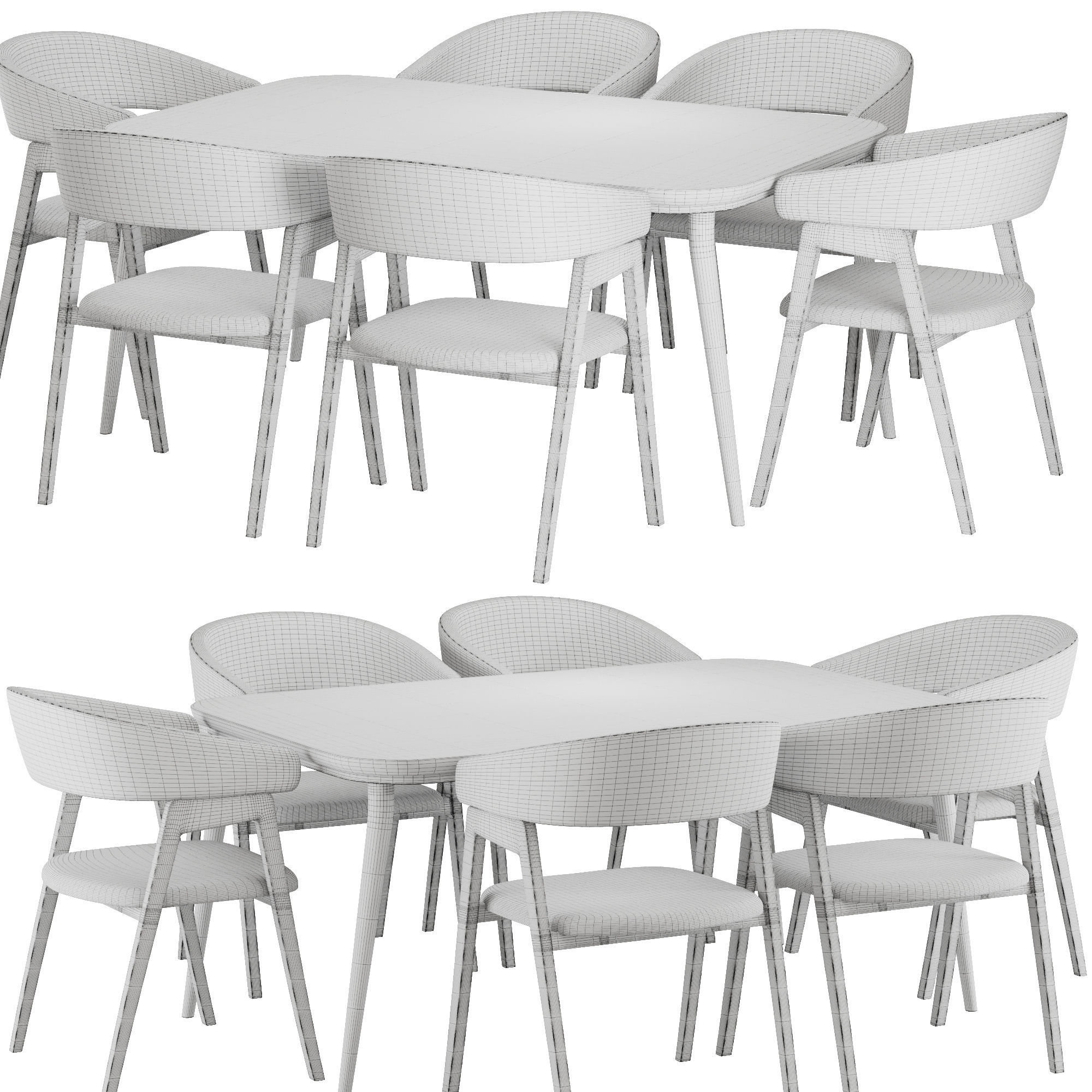 Dinning chair and table set18 3D model_8