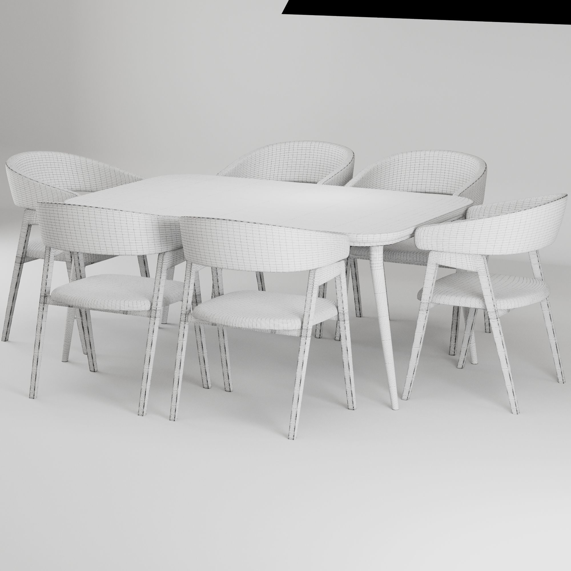Dinning chair and table set18 3D model_6