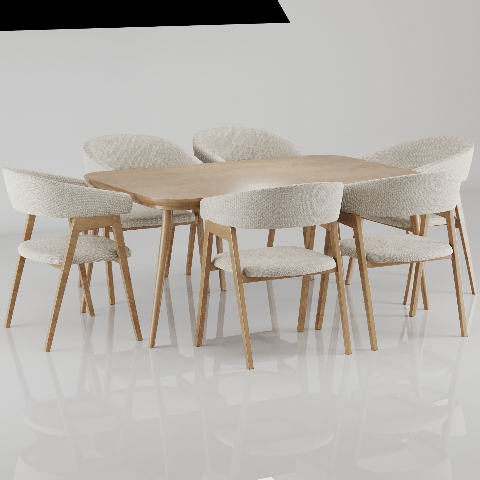 Dinning chair and table set18 3D model_4