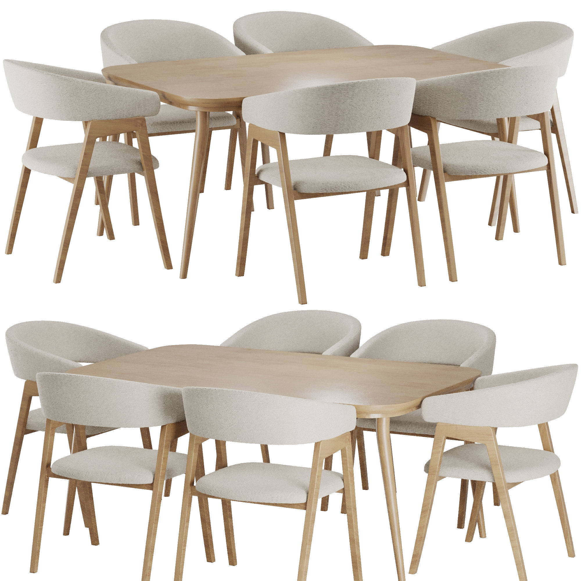 Dinning chair and table set18 3D model_1