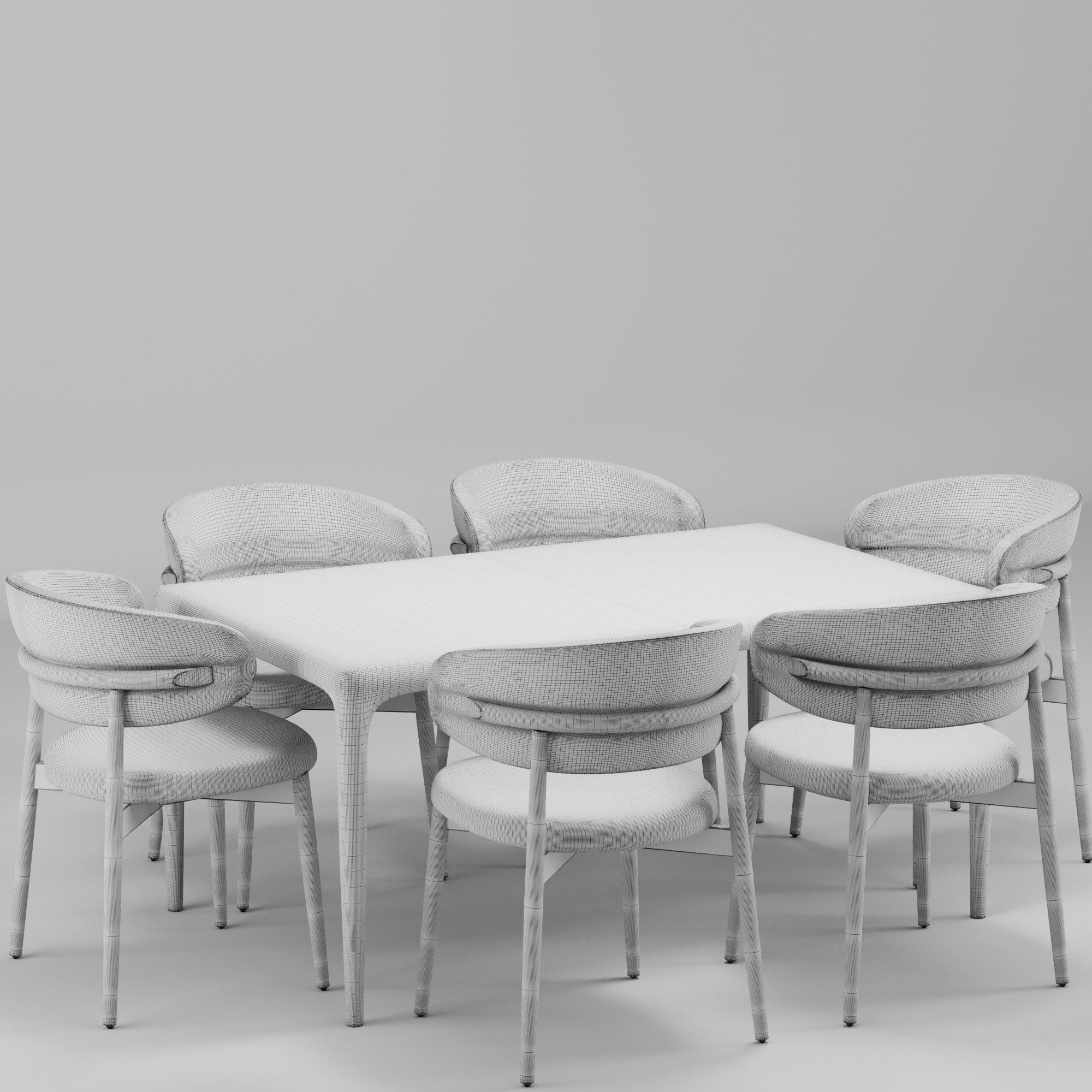 Dinning chair and table set20 3D model_4