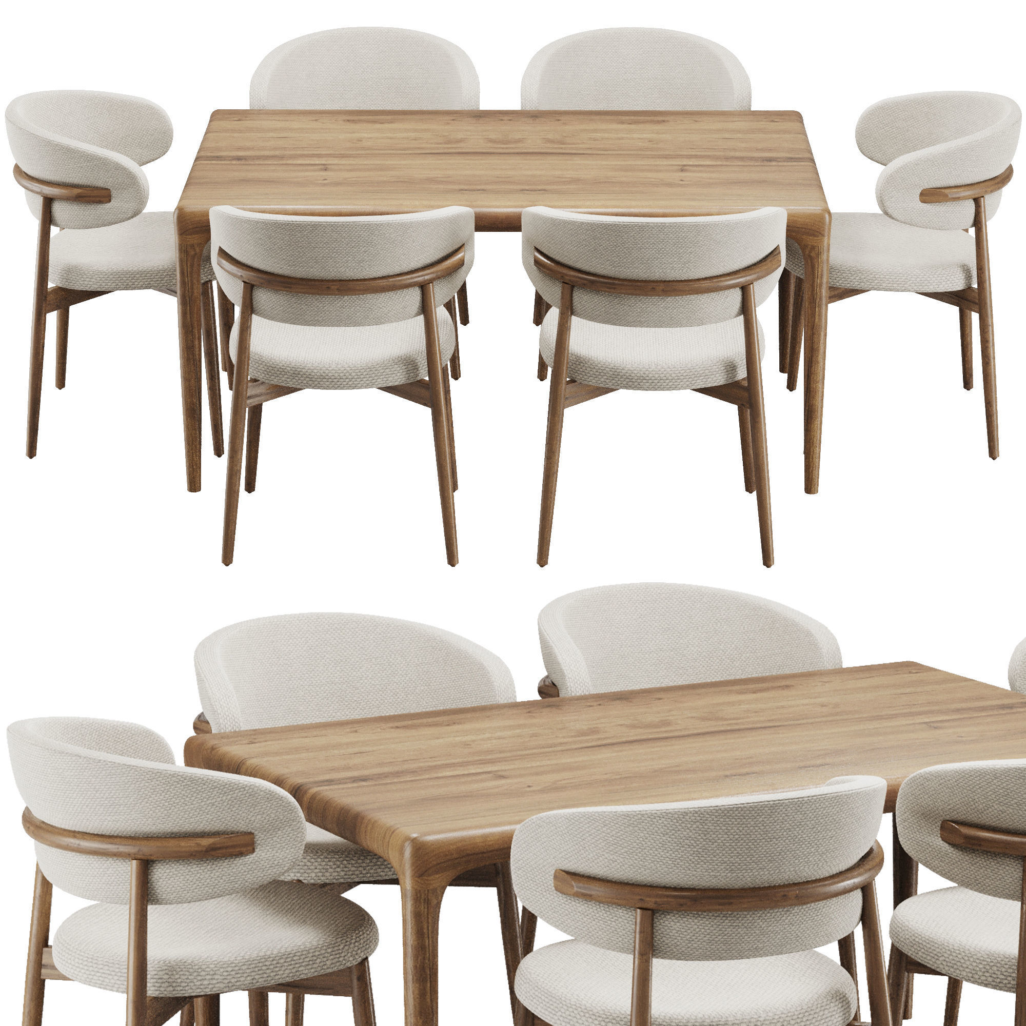 Dinning chair and table set20 3D model_1