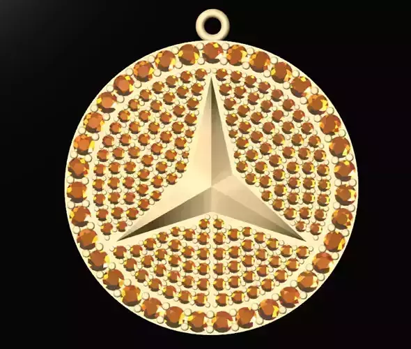 Mercedes Logo with Diamond Pendant 3D Model 3D print model