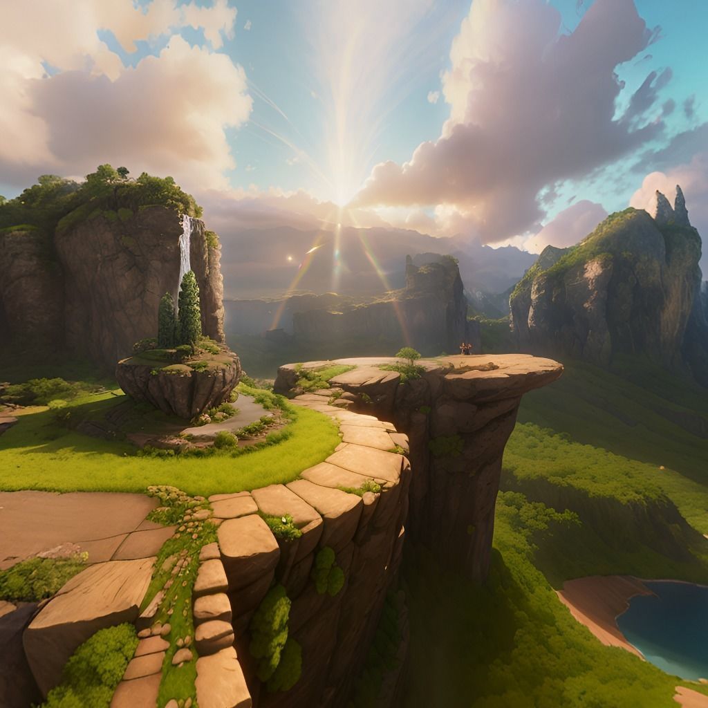 HDRI Skybox Cascading Waterfalls Low-poly 3D model_6