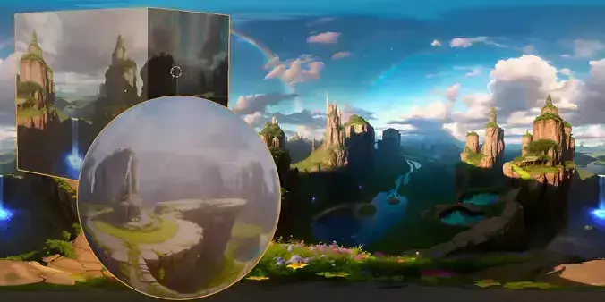 HDRI Skybox Cascading Waterfalls