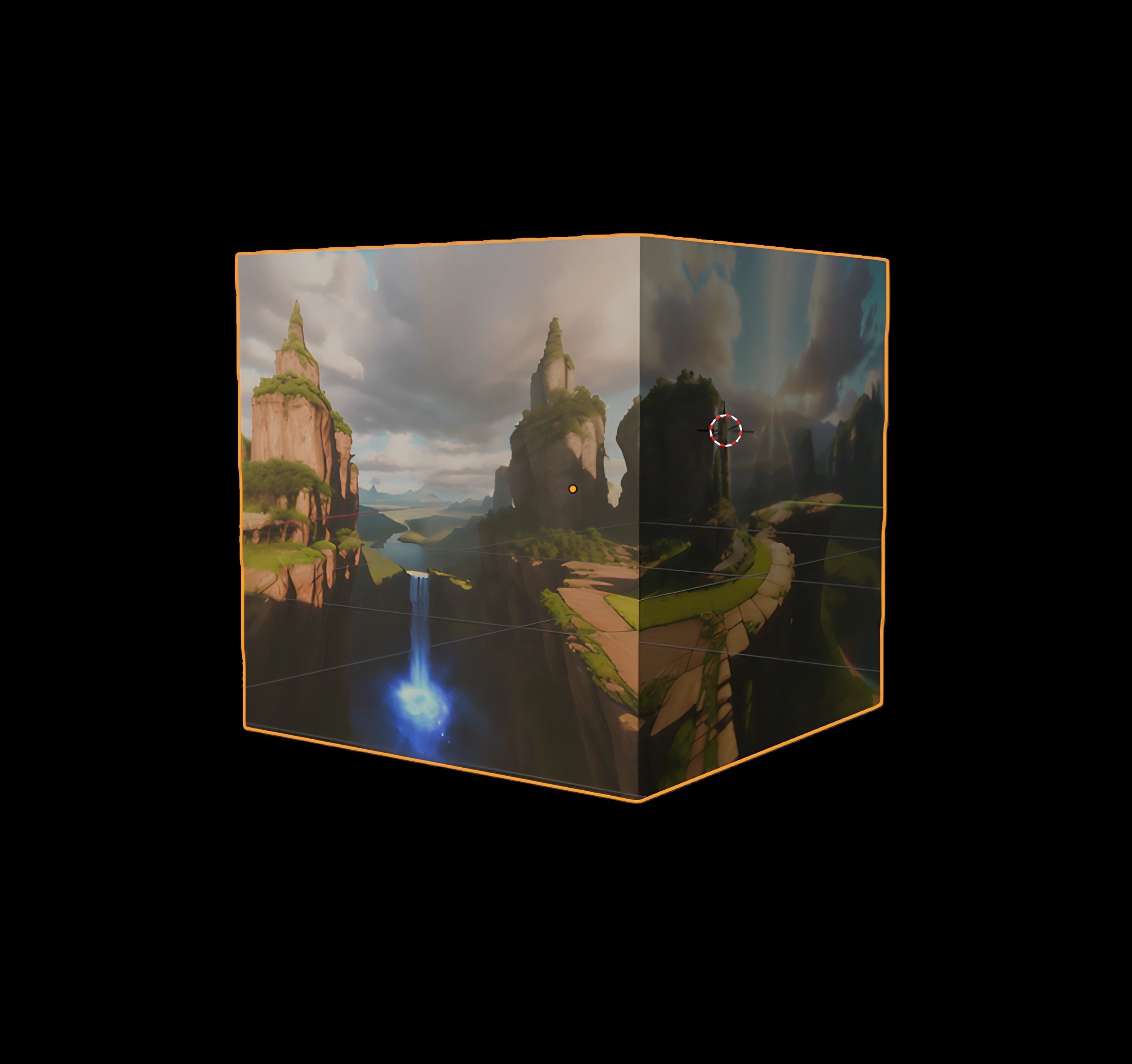 HDRI Skybox Cascading Waterfalls Low-poly 3D model_8