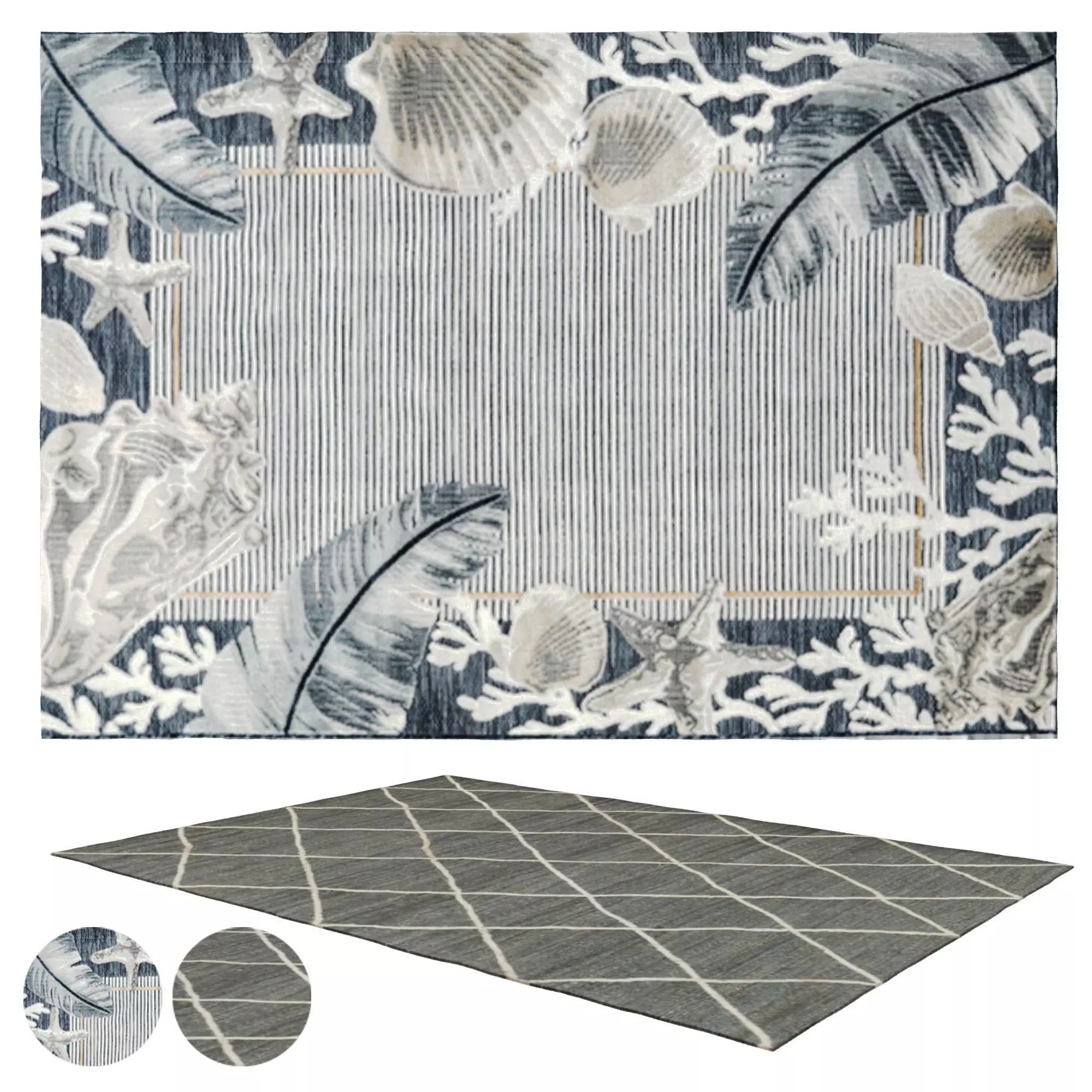 Beachlife Blue rug 3D model