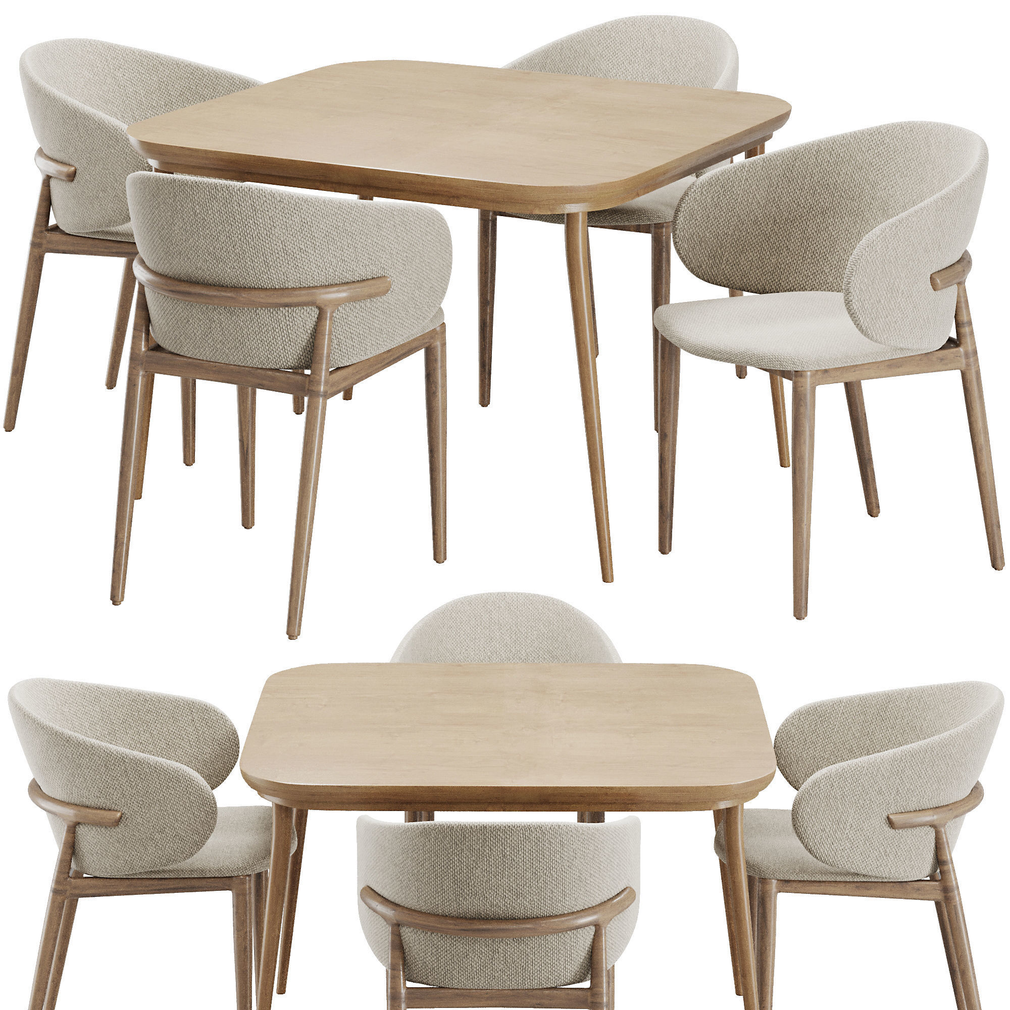 Dinning chair and table set30 3D model_1